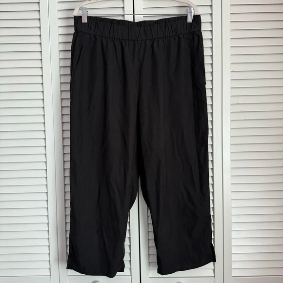 Eileen Fisher Pull On Cropped Black Pants Lightweight Size Large - Picture 6 of 7